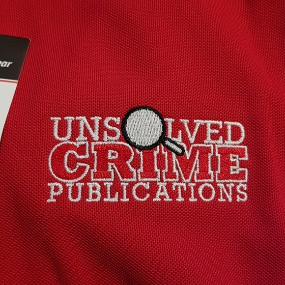 Unsolved Crime men's size 2XL red Polo shirt, New CLEAROUT PRICED - Picture 4 of 5